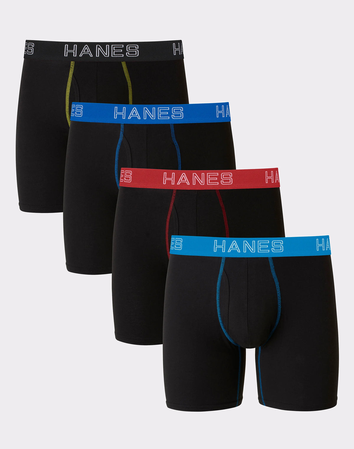 Hanes Ultimate Stretch Cotton Big Men’s Boxer Brief Underwear, Black,4-Pack (Big & Tall Sizes)