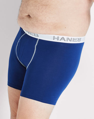 Hanes Ultimate Stretch Cotton Big Men’s Boxer Brief Underwear, Assorted, 4-Pack (Big & Tall Sizes)