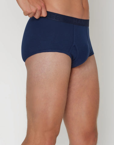 Hanes Ultimate Men's Brief Underwear Pack, Full-Rise, Moisture-Wicking Cotton, Blue Assorted/White, 7-Pack