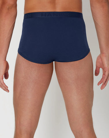 Hanes Ultimate Men's Brief Underwear Pack, Full-Rise, Moisture-Wicking Cotton, Blue Assorted/White, 7-Pack