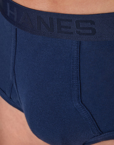 Hanes Ultimate Men's Brief Underwear Pack, Full-Rise, Moisture-Wicking Cotton, Blue Assorted/White, 7-Pack