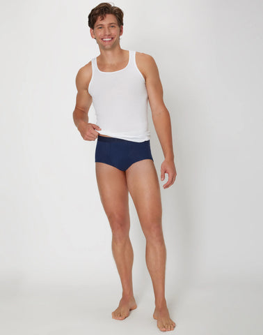 Hanes Ultimate Men's Brief Underwear Pack, Full-Rise, Moisture-Wicking Cotton, Blue Assorted/White, 7-Pack