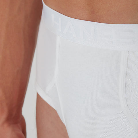 Hanes Ultimate Men's Brief Underwear Pack, Full-Rise, Moisture-Wicking Cotton, Blue Assorted/White, 7-Pack