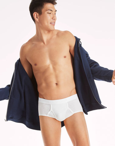 Hanes Ultimate Men's Brief Underwear Pack, Full-Rise, Moisture-Wicking Cotton, Blue Assorted/White, 7-Pack