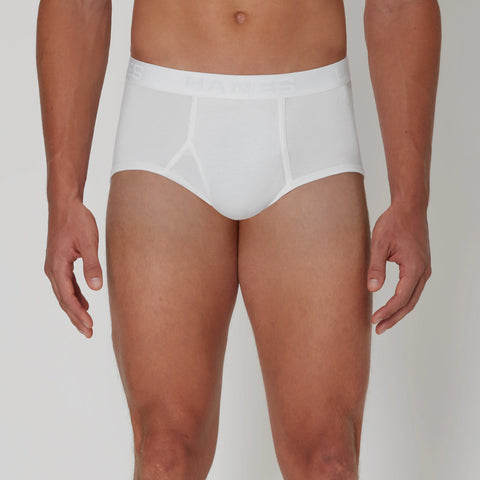 Hanes Ultimate Men's Brief Underwear Pack, Full-Rise, Moisture-Wicking Cotton, Blue Assorted/White, 7-Pack