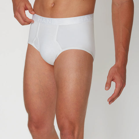 Hanes Ultimate Men's Brief Underwear Pack, Full-Rise, Moisture-Wicking Cotton, Blue Assorted/White, 7-Pack