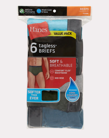 Hanes Comfort Flex Men's Brief Underwear, Mid-Rise, 6-Pack