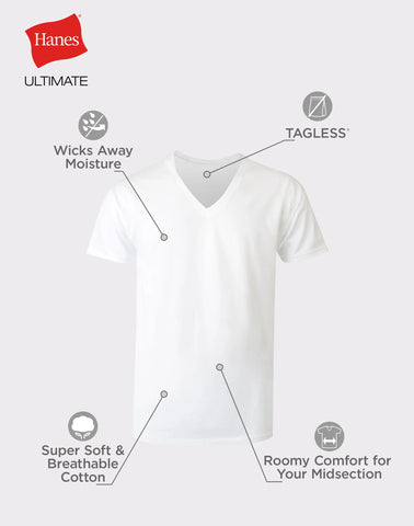 Hanes Ultimate Big Men’s V-Neck T-Shirt Pack, 4-Pack, (Big & Tall Sizes)