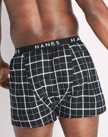 Hanes Ultimate Big Men’s Woven Boxer Underwear, Assorted Prints, 4-Pack (Big & Tall Sizes)