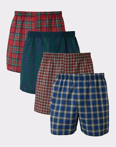 Hanes Ultimate Big Men’s Woven Boxer Underwear, Tartan Prints, 4-Pack, (Big & Tall Sizes)