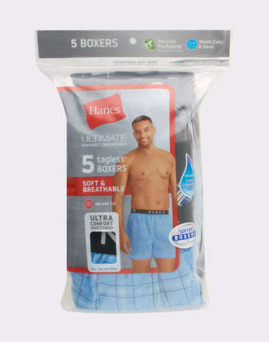 Hanes Ultimate Men's Boxer Underwear, Moisture-Wicking, 5-Pack