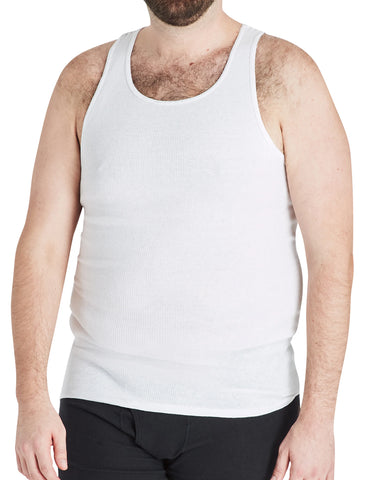 Hanes Ultimate Big Men’s White Tank Top Undershirt Pack, Cotton, 5-Pack, (Big & Tall Sizes)