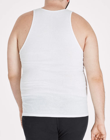 Hanes Ultimate Big Men’s White Tank Top Undershirt Pack, Cotton, 5-Pack, (Big & Tall Sizes)