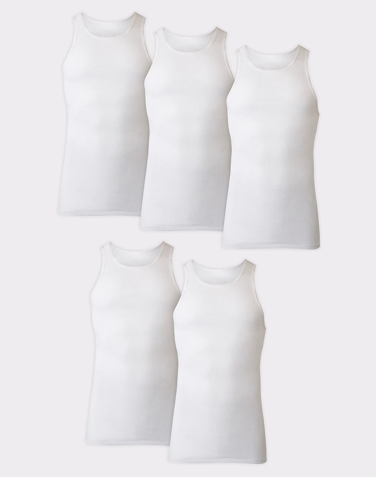 Hanes Ultimate Big Men’s White Tank Top Undershirt Pack, Cotton, 5-Pack, (Big & Tall Sizes)