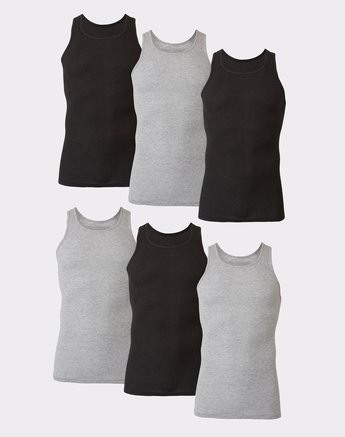 Hanes Ultimate ComfortSoft Men's Tank Undershirt, Black/Grey, 6-Pack
