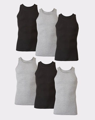 Hanes Ultimate ComfortSoft Men's Tank Undershirt, Black/Grey, 6-Pack