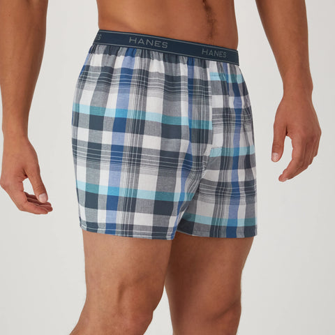 Hanes Men's Boxer Underwear, Moisture-Wicking, Plaids, 6-Pack