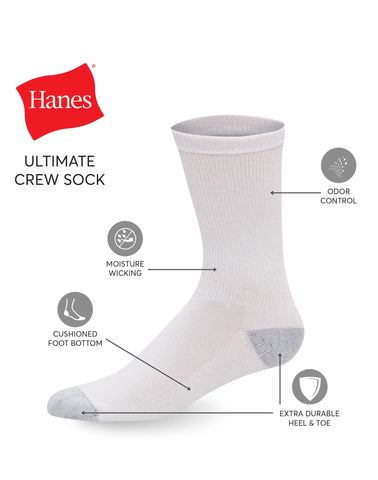 Hanes Ultimate Men's Crew Socks, 12-Pairs