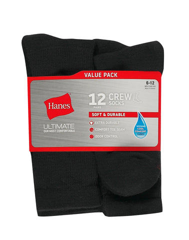Hanes Ultimate Men's Crew Socks, 12-Pairs
