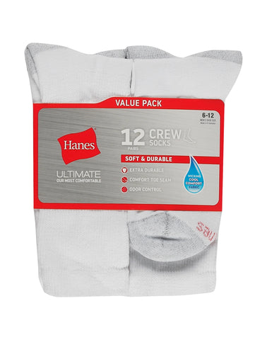 Hanes Ultimate Men's Crew Socks, 12-Pairs