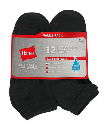 Hanes Ultimate Men's Low Cut Socks, 12-Pairs