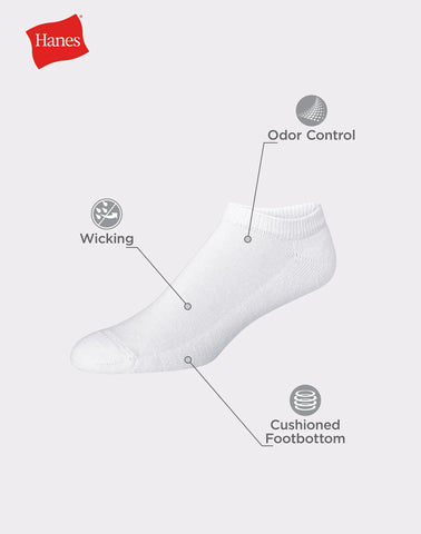 Hanes Men's Cushioned No Show Socks, X-Temp, 12-Pairs
