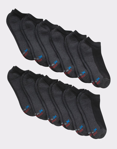 Hanes Men's Cushioned No Show Socks, X-Temp, 12-Pairs