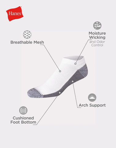 Hanes Men's Cushioned No Show Socks, X-Temp, 12-Pairs