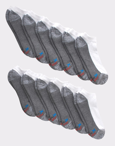 Hanes Men's Cushioned No Show Socks, X-Temp, 12-Pairs