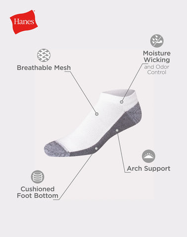 Hanes Men's Cushioned No Show Socks, X-Temp, 12-Pairs