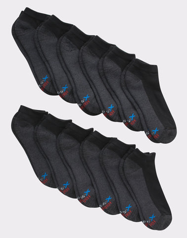 Hanes X-Temp Men's Cushioned Low Cut Socks, 12-Pairs