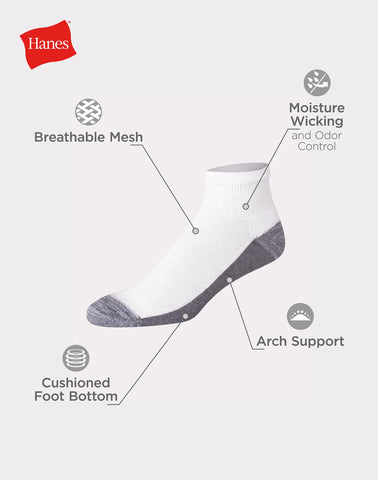 Hanes Men's X-Temp Cushioned Ankle Socks, 12-Pairs