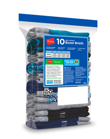 Hanes Comfort Flex Boys' Boxer Brief Super Value Pack, Prints/Solids, 10-Pack