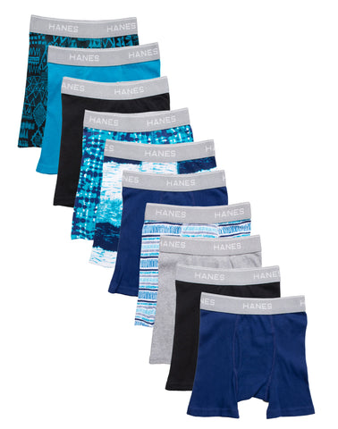 Hanes Comfort Flex Boys' Boxer Brief Super Value Pack, Prints/Solids, 10-Pack