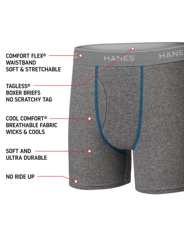 Hanes Comfort Flex Boys' Boxer Brief Super Value Pack, Prints/Solids, 10-Pack