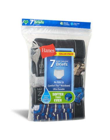 Hanes Comfort Flex Boys' Brief Underwear, Prints & Solids, 7-Pack