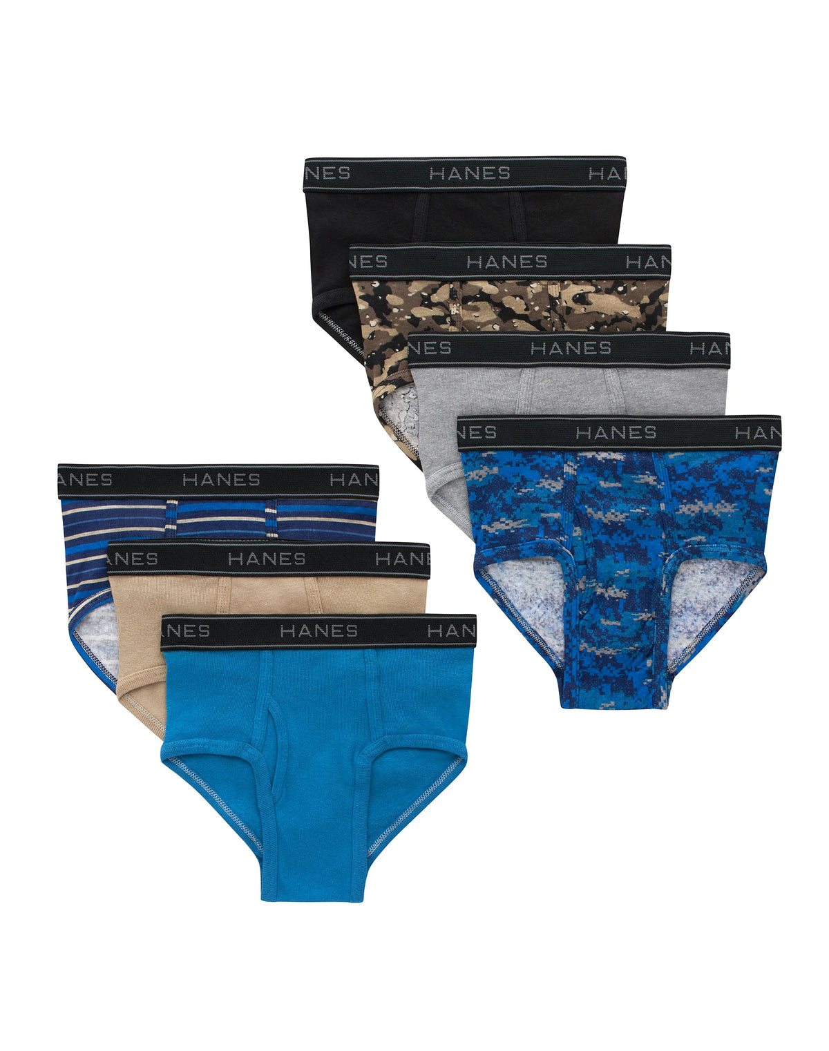 Hanes Comfort Flex Boys' Brief Underwear, Prints & Solids, 7-Pack