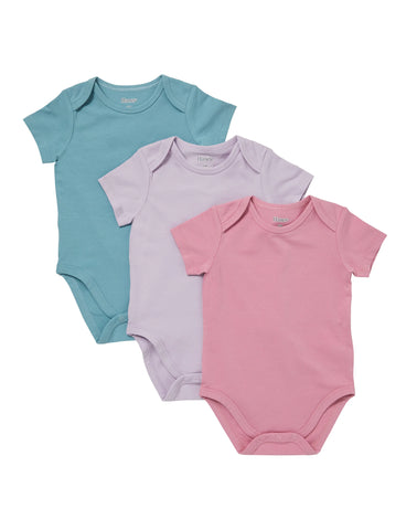 Hanes Pure Comfort Baby Short Sleeve Bodysuits, Organic Cotton, Boys & Girls, 3-Pack