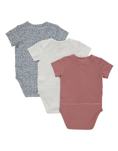Hanes Pure Comfort Baby Short Sleeve Bodysuits, Organic Cotton, Boys & Girls, 3-Pack