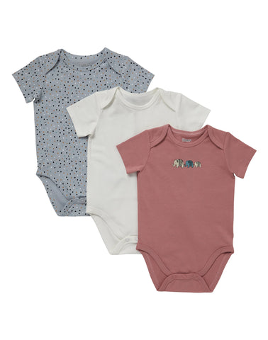Hanes Pure Comfort Baby Short Sleeve Bodysuits, Organic Cotton, Boys & Girls, 3-Pack