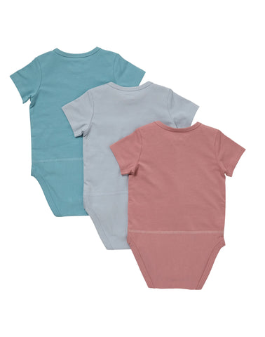 Hanes Pure Comfort Baby Short Sleeve Bodysuits, Organic Cotton, Boys & Girls, 3-Pack