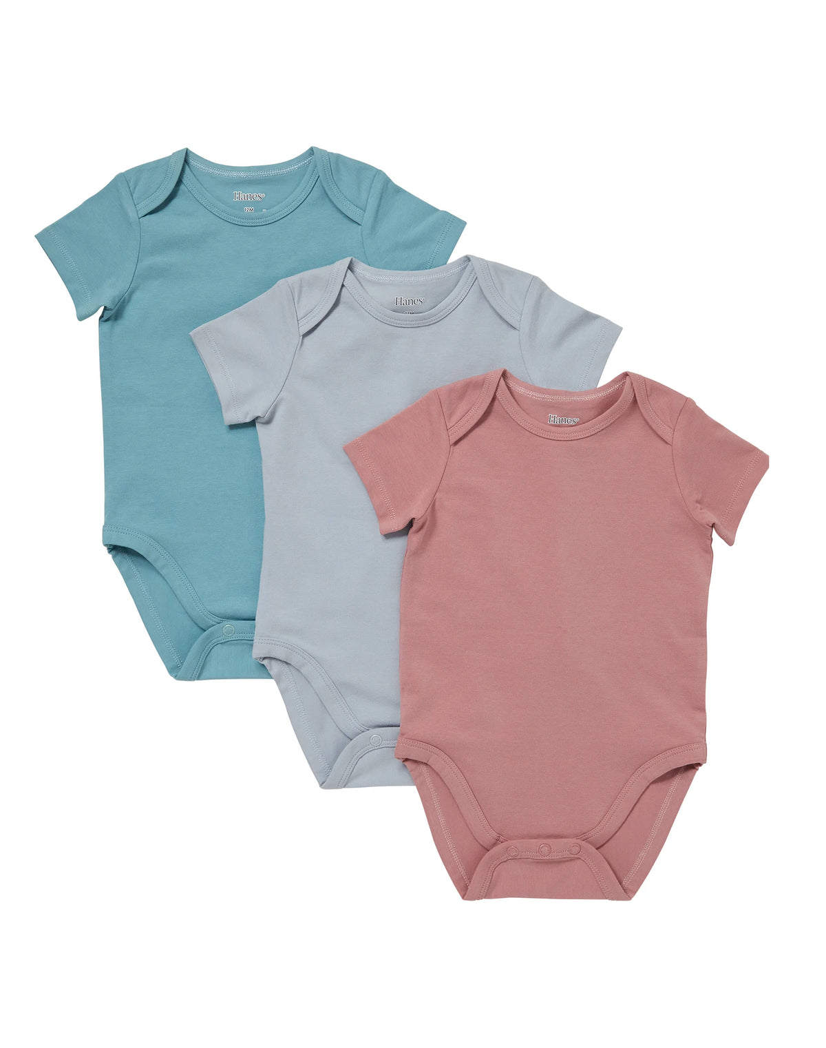 Hanes Pure Comfort Baby Short Sleeve Bodysuits, Organic Cotton, Boys & Girls, 3-Pack