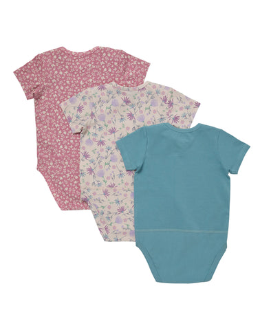 Hanes Pure Comfort Baby Short Sleeve Bodysuits, Organic Cotton, Boys & Girls, 3-Pack