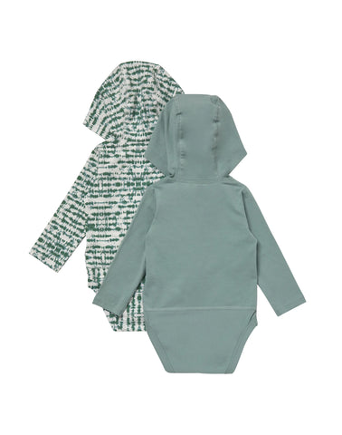 Hanes Pure Comfort Baby Long Sleeve Hooded Bodysuits, Organic Cotton, Boys & Girls, 2-Pack