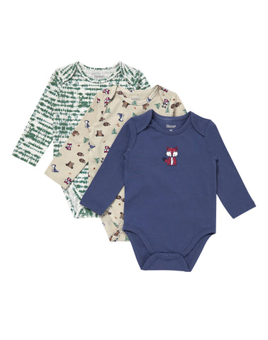 Hanes Pure Comfort Baby Long Sleeve Bodysuits, Organic Cotton, Boys & Girls, 3-Pack