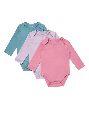 Hanes Pure Comfort Baby Long Sleeve Bodysuits, Organic Cotton, Boys & Girls, 3-Pack