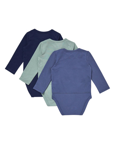 Hanes Pure Comfort Baby Long Sleeve Bodysuits, Organic Cotton, Boys & Girls, 3-Pack