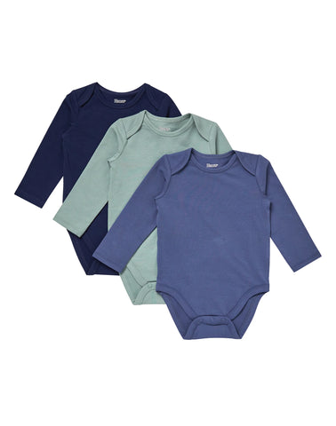 Hanes Pure Comfort Baby Long Sleeve Bodysuits, Organic Cotton, Boys & Girls, 3-Pack