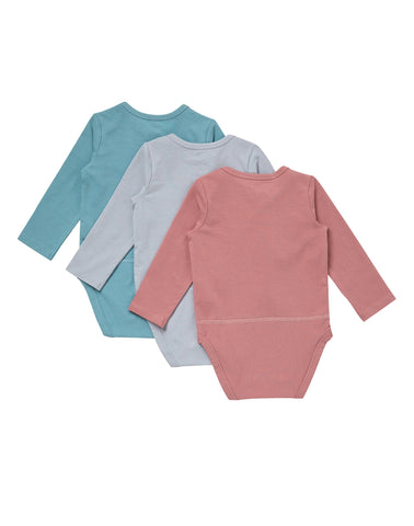 Hanes Pure Comfort Baby Long Sleeve Bodysuits, Organic Cotton, Boys & Girls, 3-Pack
