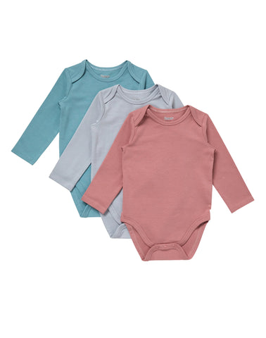Hanes Pure Comfort Baby Long Sleeve Bodysuits, Organic Cotton, Boys & Girls, 3-Pack